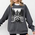 Scared Raccoon Selfie With Sasquatch Bigfoot Raccoon Comfort Colors Sweatshirt Pepper