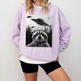 Alien UFO Raccoon Sweatshirt - Cozy Comfort for Space Adventurers Orchid