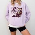 Raccoon Coffee Lover Sweatshirt - Cute But Feral Vintage Design Orchid