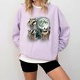 Raccoon Sweatshirt | Unique Howling at Moon Design | Casual Wear Orchid