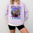 Rizz Em With The Tism Retro Raccoon Meme Comfort Colors Sweatshirt Orchid