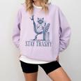 Stay Trashy Raccoon Halloween Sweatshirt - Comfy Feminine Fit Orchid