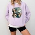Three Possum Moon Sweatshirt - Cozy Comfort Colors Meme Top Orchid