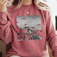 Alien UFO Raccoon Sweatshirt | Soft Comfort Colors | Novelty Gift Crimson