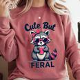 Cute But Feral Raccoon Sweatshirt - Funny Summer Women’s Wear Crimson
