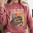 Everything Is Trash Retro Sweatshirt - Raccoon Lover Camping Crimson