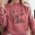 Feral Raccoon Summer Sweatshirt - Comfort Colors Vacation Vibe Crimson