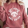 Gothic Raccoon Comfort Sweatshirt - Quirky Casual Wear Crimson