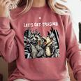 Let's Get Trashed Raccoon And Opossum Drinking Beer Comfort Colors Sweatshirt Crimson