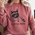 A Little Feral Raccoon With Moon Animal Raccoon Trash Panda Comfort Colors Sweatshirt Crimson