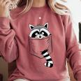 Raccoon Cartoon Crew Neck Sweatshirt - Casual Modern Short Sleeve Fit Crimson