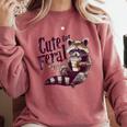 Raccoon Coffee Lover Sweatshirt - Cute But Feral Vintage Design Crimson