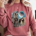 Raccoon Howling Sweatshirt - Unisex Comfort for All Ages Crimson