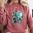 Raccoon Shirt 3 Racoons Howling At Moon Weird Cursed Comfort Colors Sweatshirt Crimson