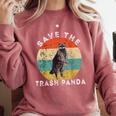 Retro Raccoon Animal Comfort Sweatshirt - Save the Trash Panda Crimson