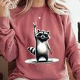 Retro Raccoon Rock Music Sweatshirt - Unisex Comfort & Style Crimson
