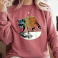 Retro Raccoon Sweatshirt - Moonlit Style Unisex Apparel Crimson