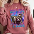 Rizz Em With The Tism Retro Raccoon Meme Comfort Colors Sweatshirt Crimson