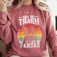 Save The Trash Pandas Sweatshirt - Vintage Retro Raccoon Design Crimson