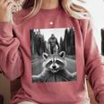 Scared Raccoon & Sasquatch Sweatshirt - Unisex Comfort Colors Crimson