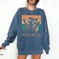 Adopt a Street Cat Sweatshirt - Animal Art for Cat & Raccoon Lovers Denim