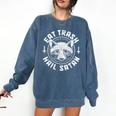Gothic Raccoon Comfort Sweatshirt - Quirky Casual Wear Denim