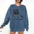 A Little Feral Raccoon With Moon Animal Raccoon Trash Panda Comfort Colors Sweatshirt Denim