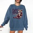 Raccoon Coffee Lover Sweatshirt - Cute But Feral Vintage Design Denim