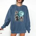 Raccoon Shirt 3 Racoons Howling At Moon Weird Cursed Comfort Colors Sweatshirt Denim