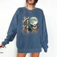 Raccoon Sweatshirt | Unique Howling at Moon Design | Casual Wear Denim