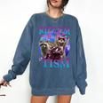 Rizz Em With The Tism Retro Raccoon Meme Comfort Colors Sweatshirt Denim