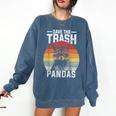 Save The Trash Pandas Sweatshirt - Vintage Retro Raccoon Design Denim