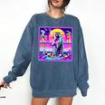 Vaporwave Raccoon Retrowave Synthwave Raccoon Meme Comfort Colors Sweatshirt Denim