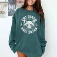 Gothic Raccoon Comfort Sweatshirt - Quirky Casual Wear Blue Spruce