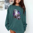 Raccoons Howling At Moon Sweatshirt - Cozy Unisex Comfort Colors Blue Spruce