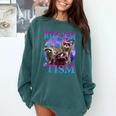 Rizz Em With The Tism Retro Raccoon Meme Comfort Colors Sweatshirt Blue Spruce