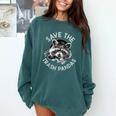 Save The Trash Pandas Raccoon Animal Lover Comfort Colors Sweatshirt Blue Spruce