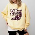 Raccoon Coffee Lover Sweatshirt - Cute But Feral Vintage Design Butter