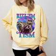 Rizz Em With The Tism Retro Raccoon Meme Comfort Colors Sweatshirt Butter