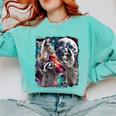 3 Raccoon Moon Sweatshirt | Comfort Colors | Boho Funny Meme Chalky Mint