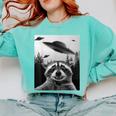 Alien UFO Raccoon Sweatshirt - Cozy Comfort for Space Adventurers Chalky Mint
