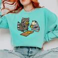 Raccoon & Opossum Pizza Sweatshirt | Unisex Streetwear | Size Variety Chalky Mint