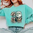 Raccoon Sweatshirt | Unique Howling at Moon Design | Casual Wear Chalky Mint