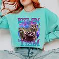 Rizz Em With The Tism Retro Raccoon Meme Comfort Colors Sweatshirt Chalky Mint