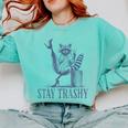 Stay Trashy Raccoon Halloween Sweatshirt - Comfy Feminine Fit Chalky Mint