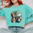 Three Possum Moon Sweatshirt - Cozy Comfort Colors Meme Top Chalky Mint