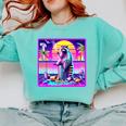 Vaporwave Raccoon Retrowave Synthwave Raccoon Meme Comfort Colors Sweatshirt Chalky Mint