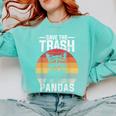 Vintage Retro Save The Trash Pandas Raccoon Comfort Colors Sweatshirt Chalky Mint