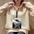Alien UFO Raccoon Oversized Half Zip Sweatshirt | Fun & Cozy Sand