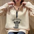 Cowboy Howdy Raccoon Oversized Unisex Sweatshirt - Fun Animal Half Zip Sand